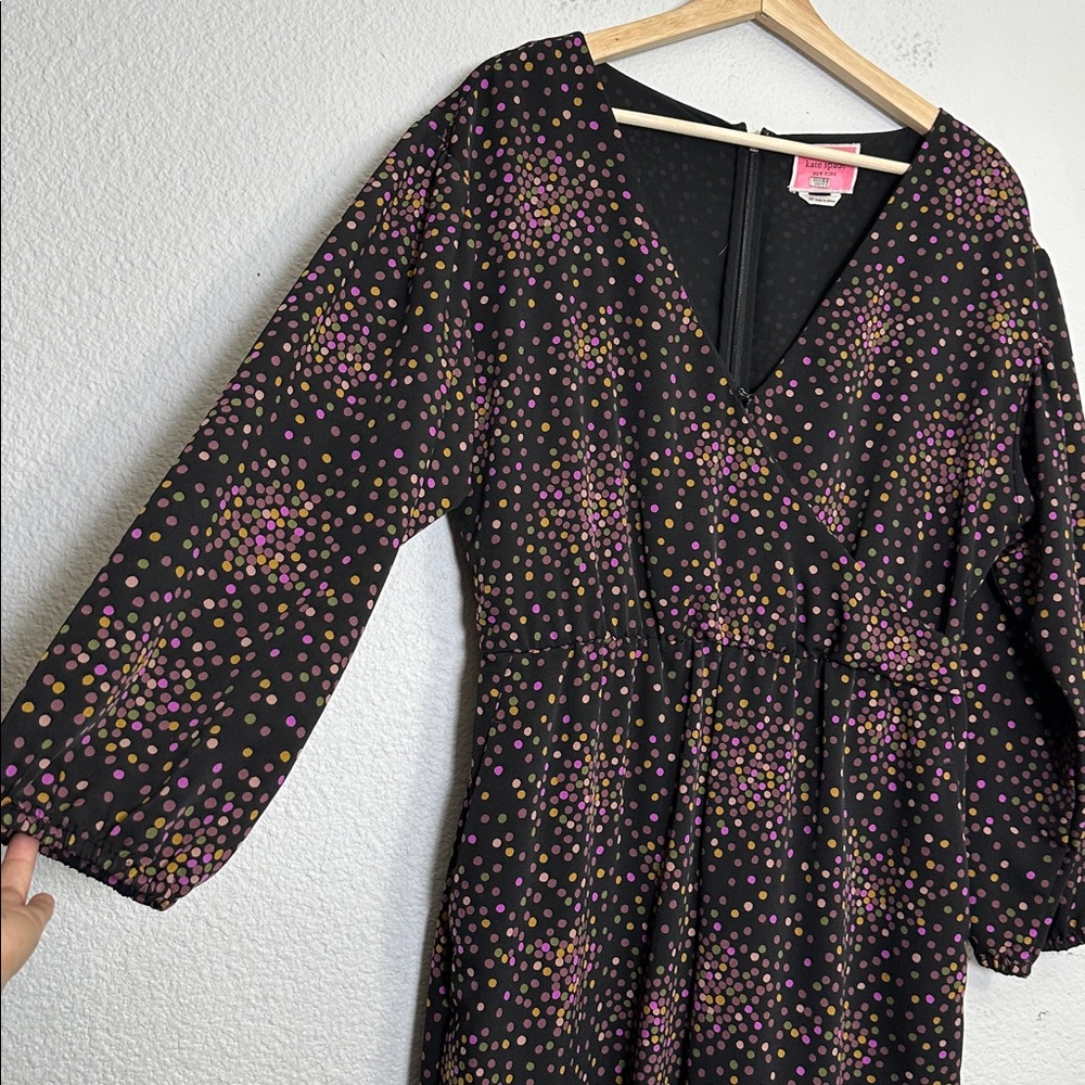 KATE SPADE NEW YORK Disco Dots Cropped Jumpsuit Womens 10 V‎ Neck Retro - Picture 4 of 16